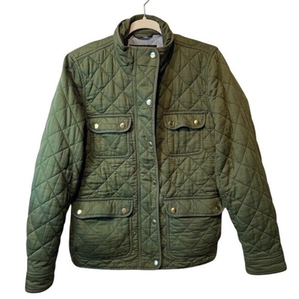 J.Crew Women's Quilted Re-Imagined Downtown Field Jacket Green Utility Barn M